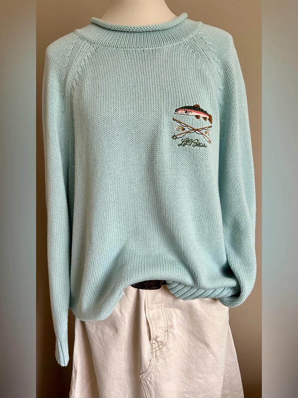 NWT- LL Bean Signature Organic Cotton Roll-Neck Logo’d Sweater - Picture 4 of 10